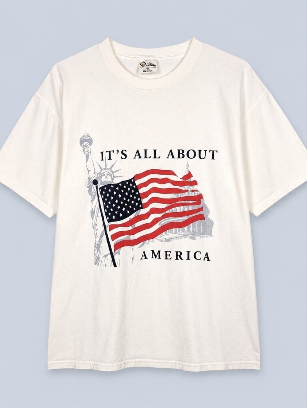 Vintage 90s The‎ Cotton Exchange American Flag T-Shirt XL White Patriotic USA